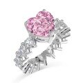 wholesale S925 Sterling Silver Cross-Border Live Streaming Hit Women's Love Pink Ice-Cut Zircon Hand-Inlaid Closed Ring-0-4