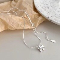 wholesale S925 Sterling Silver Hit 3D H Letter Necklace, Ins Niche Design High-End Sense Luxury Collarbone Chain-3D Letter Necklace 925 Silver