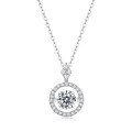 wholesale S925 Sterling Silver Moissanite Touch Pendant Necklace for Women with Chain, Gift Accessory, Light Luxury High-End Feeling Necklace-0-5