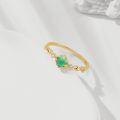 wholesale S925 Silver Gold-Plated Sugar Loaf Cut Lab-Grown Emerald Ring, Factory Direct Supply-0-1