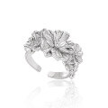 wholesale S925 Sterling Silver RG Floral Diamond Ring for Women, High-End Sense, Small and Original, Ins Light Luxury Temperament, Openable Silver Ring-0-0
