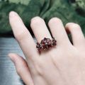 wholesale S925 Sterling Silver Luxury Garnet Ring with Natural Topaz Floral Jewelry Women's Hand Accessory-0-2