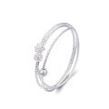 wholesale 990 Sterling Silver Korean-Japanese Style Fashion Bracelet, Retro Ethnic Three-Ring Striped Bangle for Women-0-4