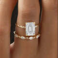 wholesale S925 Silver Set Ring Square Moissanite Ring Set Combination Ring-0-2