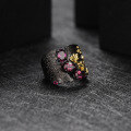 wholesale S925 Sterling Silver Designer High-End Gemstone Ring, Secret Garden Natural Style Genuine Rose Garnet Ring-0-2