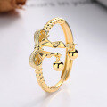 wholesale S925 Sterling Silver Fashion Cross-Border Bow Matte Bead Pendant Personalized Open Adjustable Ring for Women-0-3