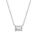 wholesale 925 Silver Korean Japanese Women's Small Niche Versatile Minimalist High-end Sense Collarbone Chain Colorful Square Zircon Four-prong Necklace-0-6