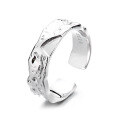 wholesale S925 Sterling Silver Korean-style Irregular Moon Surface Textured Trendy Punk Open Ring for Women-0-4