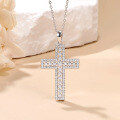 wholesale S925 Sterling Silver Plated with 18K, Cross Pendant Moissanite Full Diamond Necklace, Simple and Versatile Choker-0-0