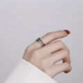 wholesale S925 Sterling Silver Vintage Chain Resin Drop T Letter Ring Cross-Border Trendy Adjustable Open Ring-0-2