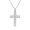 wholesale S925 Sterling Silver Plated with 18K, Cross Pendant Moissanite Full Diamond Necklace, Simple and Versatile Choker-0-4