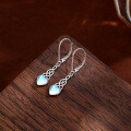 wholesale 925 Sterling Silver Celtic Knot Earrings for Women, Heart-Shaped Moonstone Ear Cuffs, Light Luxury European and American High-End Style Ear Accessories-0-3