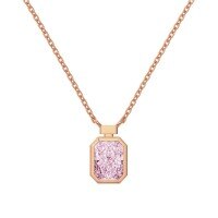 wholesale S925 Sterling Silver Oval-Shaped Shuimo Jade Square 8A Zircon Heart Flower Marquise Pendant Necklace for Women-Rose gold and pink diamonds DY190885-SR-PK 925 silver