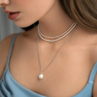 wholesale 925 Sterling Silver Freshwater Pearl Pendant Necklace, Ins Style Light Luxury High-End Feel for Women-Freshwater Pearl Necklace 45+5cm Natural