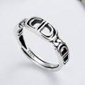 wholesale S925 Sterling Silver Retro Minimalist Hollow-Out Pig Nose Distressed CD Ring Versatile Personalized Fashion Style Band Jewelry-0-0