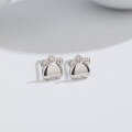wholesale S925 Sterling Silver Minimalist and Fresh Dog Paw Earrings, Fashionable and Creative Puppy Paw Print Ear Accessories for Women-0-2