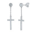 wholesale 925 Silver Amazon Best Seller 30mm Bubble Cross D Color VVS Moissanite Stud Earrings Unisex-0-0