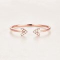 wholesale 14K Rose Gold, 18K White Gold Plated Minimalist DIY Double Arrow Moissanite Ring with White Diamond Accents-0-1