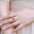 wholesale S925 Sterling Silver Gold-Plated Natural Garnet Ring, European and American New Fashion Minimalist Style, Niche Cross-Border Hot Purchase-0-1