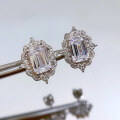wholesale Silver 925 Imported High Carbon Diamond 6*9mm Emerald Imitation Zircon Ear Studs Cross-border Ins New Collection from Zhuozhifan Jewelry-0-3