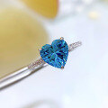 wholesale 925 silver new heart-shaped 8*8 high-carbon diamond aquamarine simulated diamond ring for marriage-0-2