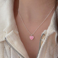wholesale S925 Sterling Silver Minimalist Versatile Love Heart Necklace for Women, Small and Exquisite Design, Elegant and Sophisticated Heart-shaped Collarbone Chain-Pure silver (length 40+5CM)