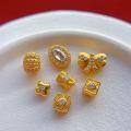 wholesale Gold-plated 925 ancient silver fittings with white rhinestone bow, clover, pumpkin spacer, and meteorite barrel beads for DIY accessories-0-2