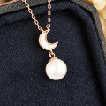 wholesale 925 Silver Natural Freshwater Pearl Necklace, Ins Style Moon Pendant Korean Choker Chain, High-End Feel Gift for Women's Day Jewelry-0-1