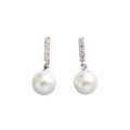 wholesale S925 Sterling Silver ET265 Korean-style Minimalist Micro-pave Vertical Pearl Stud Earrings for Women, Student Silver Jewelry-0-4