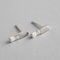 wholesale S925 Sterling Silver Korean-style Fashion Minimalist Geometric Long Bar High-Quality Zircon Earrings for Women-0-0