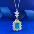 wholesale S925 silver micro-paved Paraiba necklace for women, vintage-style pendant, European and American new jewelry collection-0-5