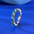 wholesale S925 silver new European and American style emerald-cut full diamond row ring, dazzling emerald ring-0-1