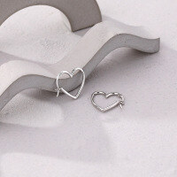wholesale S925 Sterling Silver Heart Earrings, Women's Minimalist Ear Clips, Luxury Small Batch-E2672-White Gold 925 Silver