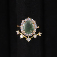 wholesale 925 Sterling Silver Plated with 18K Gold Forest-style Stackable Natural Moss Agate Ring Gemstone Ring Fade-resistant-Stacking Water Grass Agate Rings  US 5