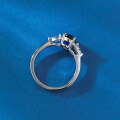 wholesale S925 Silver Fashion Simulation Sapphire 6*8mm Oval Blue Corundum Versatile Ring-0-2