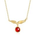 wholesale S925 Sterling Silver Fashion Popular Natural Garnet Necklace Korean Style Inlaid with 5A Zircon Gemstone Collarbone Chain for Women-0-4