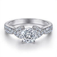 wholesale 925 Silver Cross-Border New Amazon 2-in-1 Set Wedding Ring Jewelry Suite Vintage Women's European and American Rings-Main Ring>US Size 7#