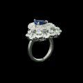 wholesale 925 Silver Gold-Plated Ring with High-Carbon Diamond and GRC Lab-Grown Sapphire, Versatile Dress-Inspired Jewelry for Women-0-4