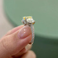 wholesale S925 Sterling Silver with Yellow Diamond and High Carbon Diamond, 7*9mm。-0-3
