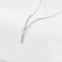 wholesale 925 Sterling Silver 26 Letter Necklace Light Luxury High-End Sense Pendant Necklace with Diamond-Encrusted Letters for Women Cross-Border E-Commerce Jewelry-I-Necklace-Platinum&gt;925 Silver (40+5cm)