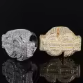 wholesale Metal Rhinestone Hip-Hop Cross-Border New Dollar Sign Ring for Men Wholesale-0-3