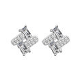 Sterling Silver Moissanite Earrings, Rectangular Design, Wholesale for Cross-Border-0-3