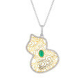 wholesale S925 Sterling Silver Enzera Emerald Full Diamond Oval Cabochon Collarbone Necklace for Women-0-4