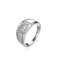 S925 Silver Men's Moissanite Ring, Frosty Four-Prong Setting, Live Stream Supply-0-3