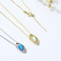 wholesale 925 Silver Japanese Egg-Shaped Oval Synthetic Opal Pendant White Opal Jewelry Necklace-0-2