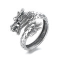 wholesale S925 Sterling Silver Ethnic Totem Mythical Beast Zodiac Dragon Design Adjustable Ring Bold Chinese Style Index Finger Ring-0-4