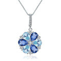 wholesale S925 Silver Fashionable Light Luxury Minimalist Natural Topaz Elegant Pendant Necklace-0-0