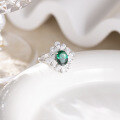wholesale S925 Sterling Silver Lab-Created Emerald Ring for Women, High-End Luxury Style European and American Wholesale Ring-0-3