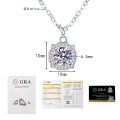 S925 Silver Moissanite Pendant Necklace, New Square Minimalist Collarbone Chain-0-5