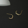 wholesale 9K Gold Pure Earrings with Gradient Three Zirconia Imitation Hoop Style for Daily Korean Japanese Women's Jewelry-0-3